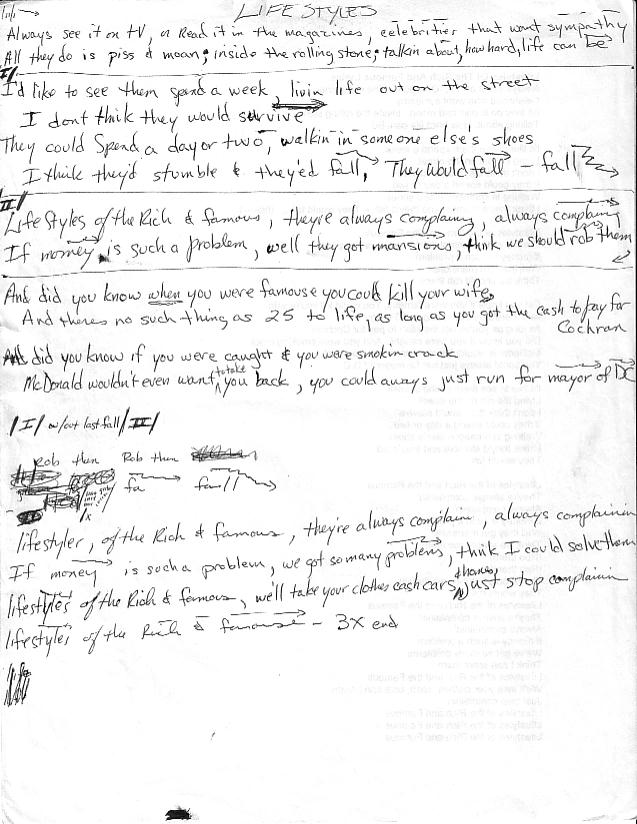 Lyrics Lifestyle Of The Rich And Famous Scanned Lyrics